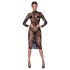 Noir - Transparenz & Blumen: Langarmkleid (Schwarz) - M