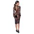 Noir - Transparenz & Blumen: Langarmkleid (Schwarz) - M