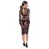 Noir - Transparenz & Blumen: Langarmkleid (Schwarz) - M