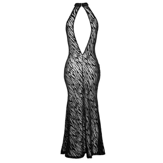 Noir - Tigerstreifen, geschlitztes, langes Kleid (schwarz)