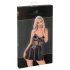 Noir - Glänzendes Kleid mit Spitzenoberteil (Schwarz) - M