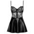 Noir - Glänzendes Kleid mit Spitzenoberteil (Schwarz) - M