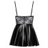 Noir - Glänzendes Kleid mit Spitzenoberteil (Schwarz) - M