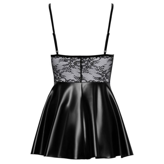 Noir - Spitzenoberteil glänzendes Kleid (Schwarz) - M