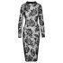 / Noir - langärmeliges Kleid mit Rosendruck (Schwarz) - L