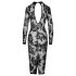 / Noir - langärmeliges Kleid mit Rosendruck (Schwarz) - L