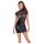 Noir - Glänzendes Kleid mit Spitzentop und Korsett (Schwarz)