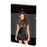 Noir - Glänzendes Korsagenkleid mit Spitze (Schwarz)