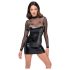 Noir – Glänzendes Kleid mit transparentem Oberteil (Schwarz) - L