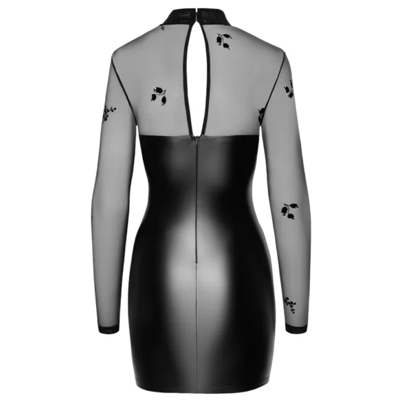 Noir - Transparentes Glanzkleid mit Oberteil (Schwarz) - XL