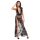 Noir - Vollständig transparenter Maxikleid mit Blumenmuster (Schwarz) - XL