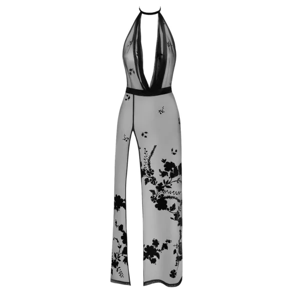Noir - Transparenter Maxikleid mit Blumenmuster (Schwarz) - XL