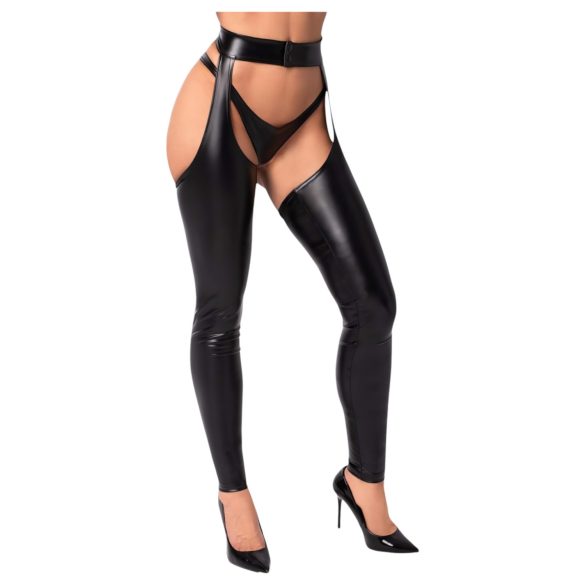 Noir - Glänzende Strumpfhose - Chaps (Schwarz) - L