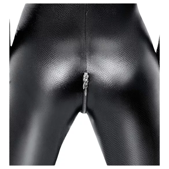 Noir - Schlangenhaut-Look, langer Overall (schwarz)