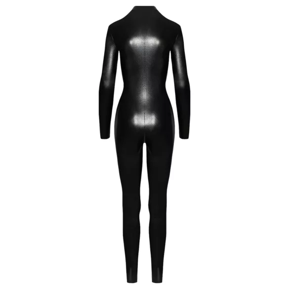 Noir - Schlangenhaut-Look, langer Overall (schwarz)
