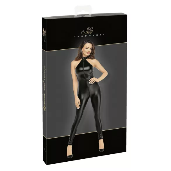 Noir - Glänzender Reißverschluss Overall (schwarz) - M