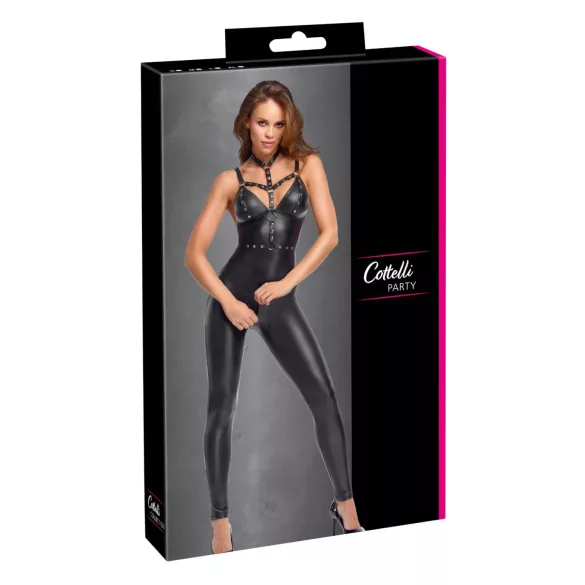 Cottelli - matter Overall mit abnehmbaren Brüsten (schwarz)