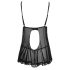 Cottelli - Luftiger, geraffter Babydoll (schwarz) - XXL