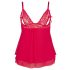 Cottelli Plus Size - Spitzen-Babydoll, rot, verführerisch luftig - 2XL