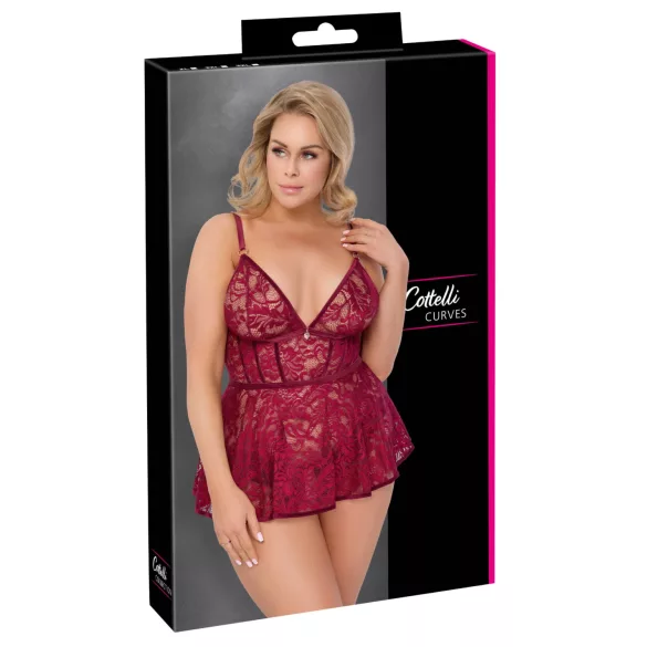 Cottelli Curves - Spitzen-Minikelid-Set (Rot)
