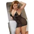 Cottelli Plus Size - Spitzen-Negligé transparent (schwarz) - 3XL