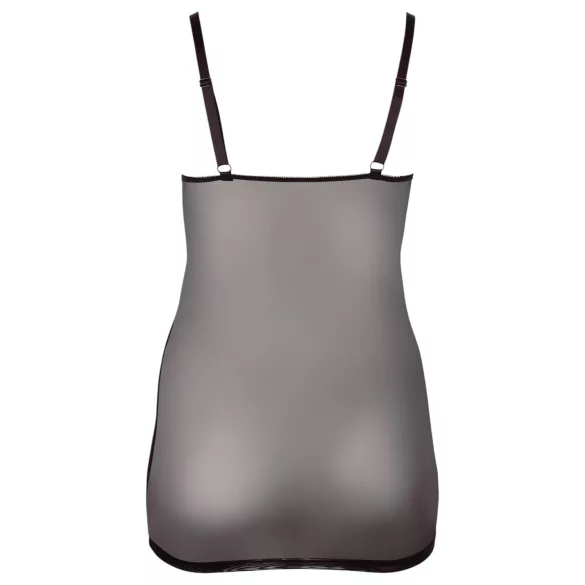 Cottelli Plus Size - Spitzen-Negligé transparent (schwarz) - 3XL