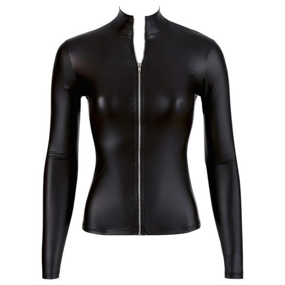 Cottelli - Glänzender Langarm-Body Damen (schwarz)