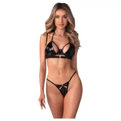 Obsessive Keira Lise - Glänzendes BH-Set (Schwarz)