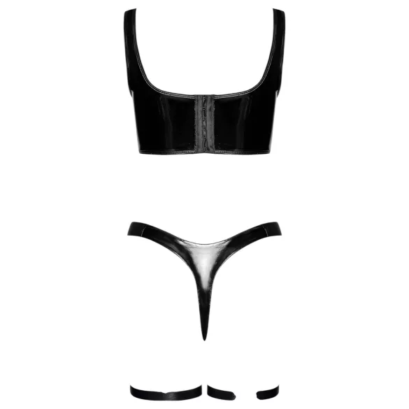 Black Level - Lack-Kleid Set (schwarz) - M