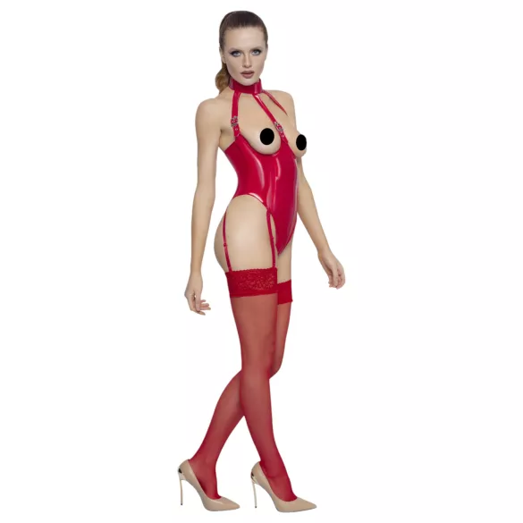 Black Level - Offener Halsketten-Body (Rot) - L