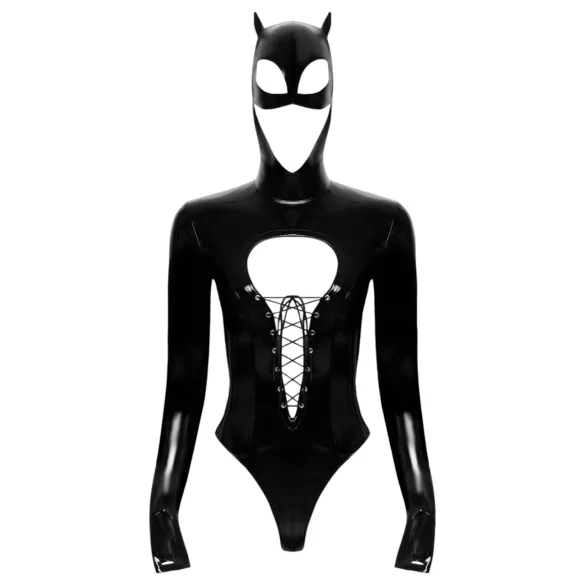 Black Velvet - Langarm Batwoman Body (schwarz)