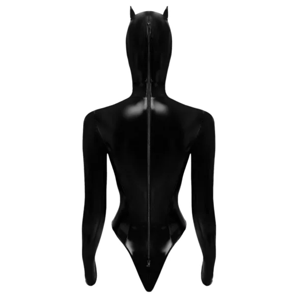 Black Velvet - Langarm Batwoman Body (schwarz)