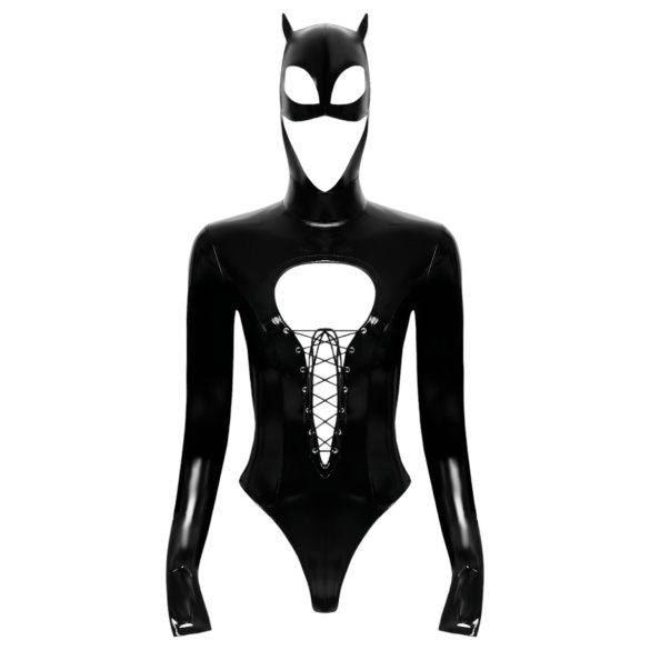 Black Velvet - Langarm Batwoman Body (schwarz) - M
