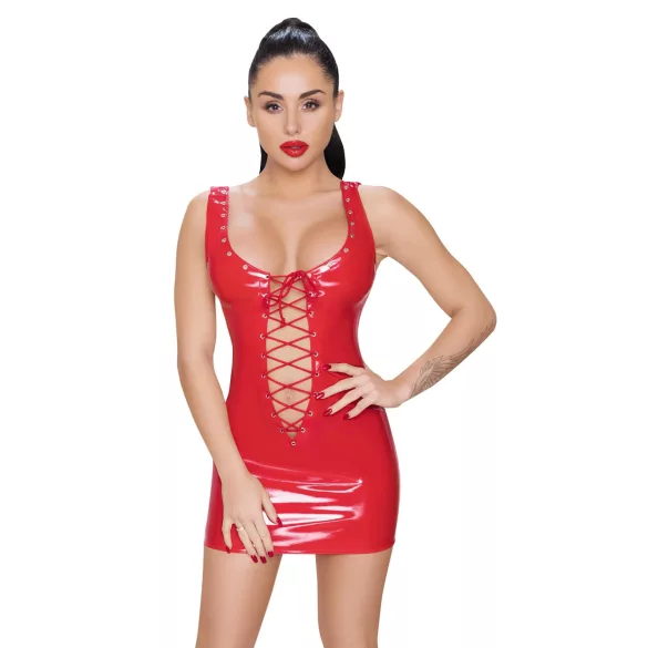 Black Level - Lack-Minidress mit Schnürung (Rot) - M