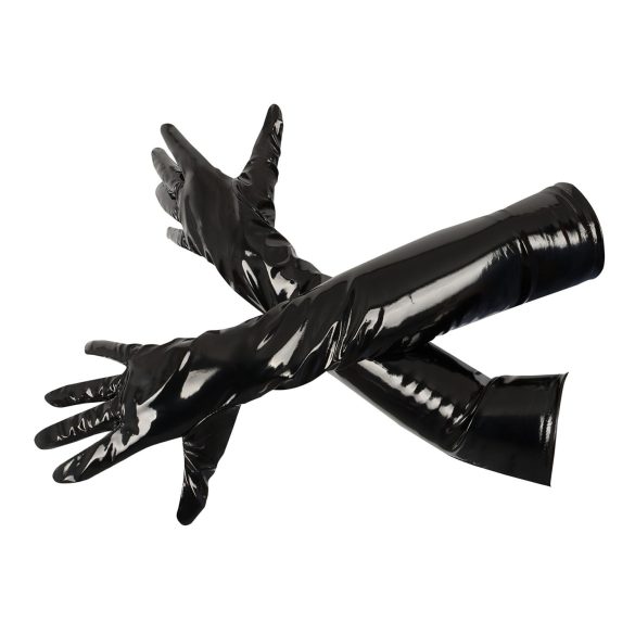 Black Level - Glänzende Lackhandschuhe (schwarz) - L