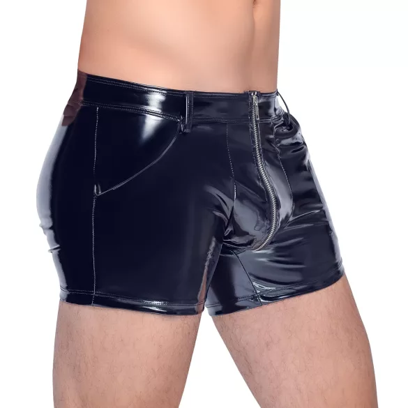 Black Level - Herrenlackshorts mit Seitentaschen (schwarz)