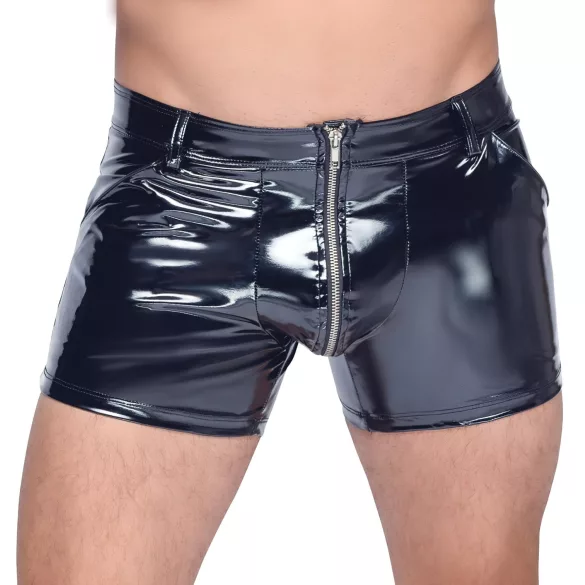 Black Level - Herrenlackshorts mit Seitentaschen (schwarz) - L