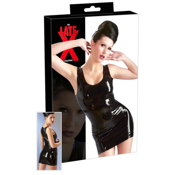 LATEX - Ärmelloses Minikleid (Schwarz) - 2XL
