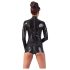 LATEX - Offener, langärmeliger Kurzbodysuit (Schwarz)