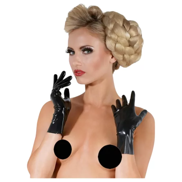 LATEX - Kurze Unisex-Handschuhe (schwarz) - M