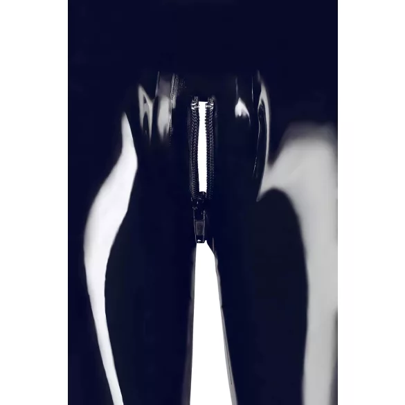 Latex - Reißverschluss-Leggings (schwarz) - S