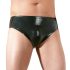 LATEX - Herren Slip mit integriertem Penisdildo für Analvergnügen (schwarz) - M