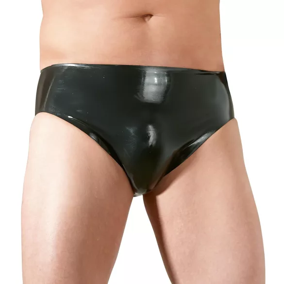 Latex Herren-Slip mit innenliegendem Penis-Analdildo (schwarz) - XL