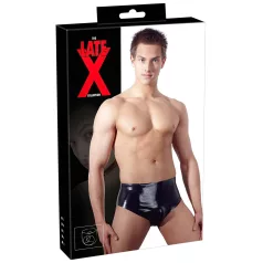 LATEX - Männer Slip mit Innenkegel Anal-Dildo (schwarz)