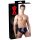 LATEX - Herren String mit konischem Anal-Dildo (schwarz) - XL