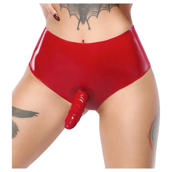 LATEX - Realistischer Dildo in Rot (unten)