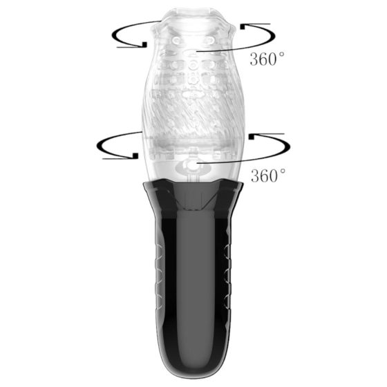 Funny Me Bellucci 360 - rotierender und vibrierender Masturbator (transparent-schwarz)
