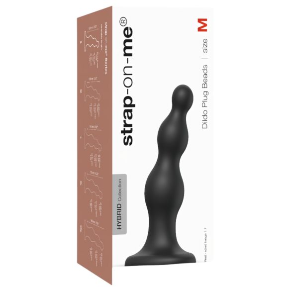 Strap-on-me Beads M - Perlen-Dildo mit Saugfuß (Schwarz)