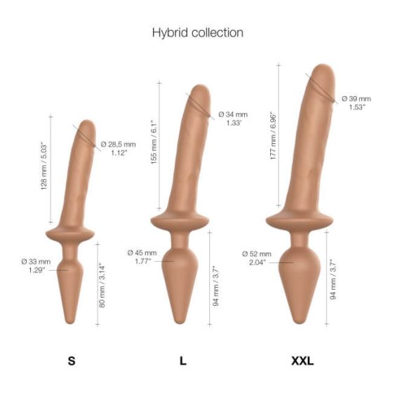 Strap-on-me Swith Realistic L - 2in1 Silikon Dildo (Natur dunkel)