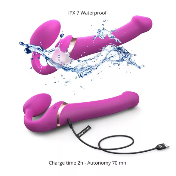 Strap-on-me M - Aufladbarer Luftstoß-Vibrator (Pink)